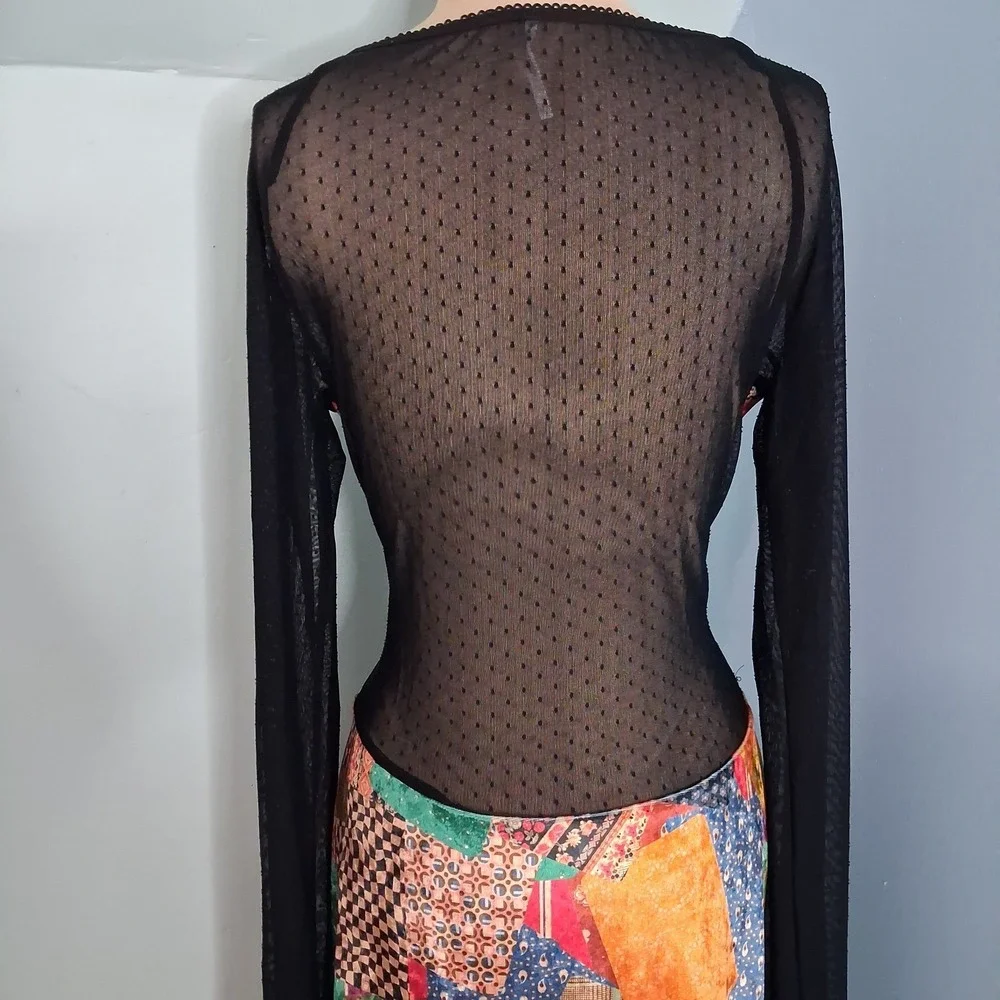 Free People Parker Patchwork Maxi Dress Sz L Sheer Back Velvet Boho Chic